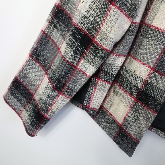 Christopher & Banks Women's Lined Plaid Open Front Cotton Blend Coat Jacket - Picture 4 of 11